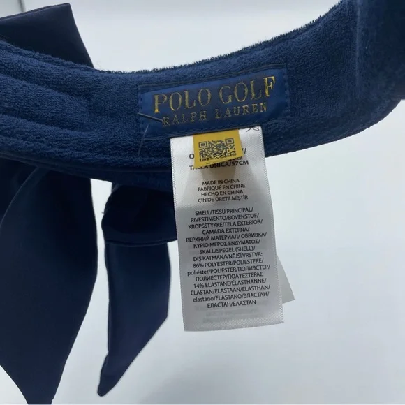 POLO GOLF Ralph Lauren 4-way stretch hat/visor in NAVY/WHITE w/bow closure - Picture 9 of 11